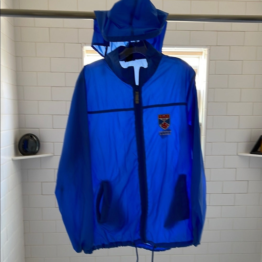 Blue Hooded Windbreaker Jacket